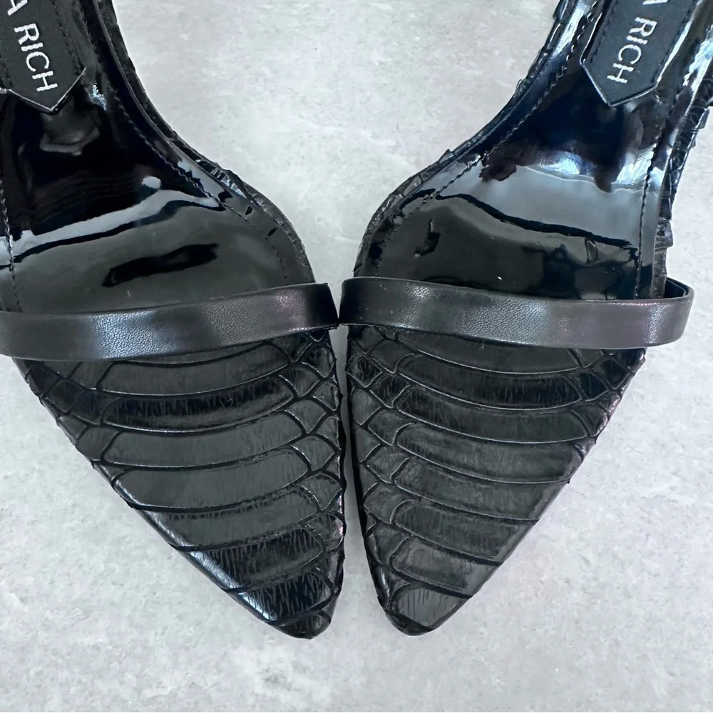 Rich Sandal by Jessica Rich Black Stiletto Lace Up Heels Size 40 / 9.5 - Picture 8 of 16